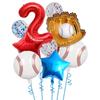 9pcs Baseball Themed Aluminum Foil Balloon Set 32inch Digital Pentagram Glitter Ball Children's Birthday Party Decoration