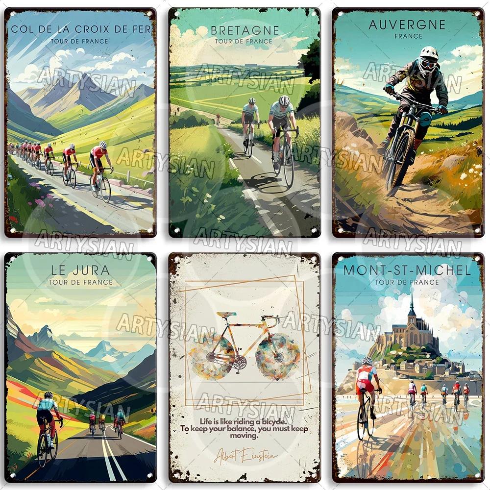 Tour de France Cycling Metal Sign Alpe d’Huez Mont Ventoux Le Jura Auvergne Mont Blanc Champs-Élysées Col du Tourmalet NICE