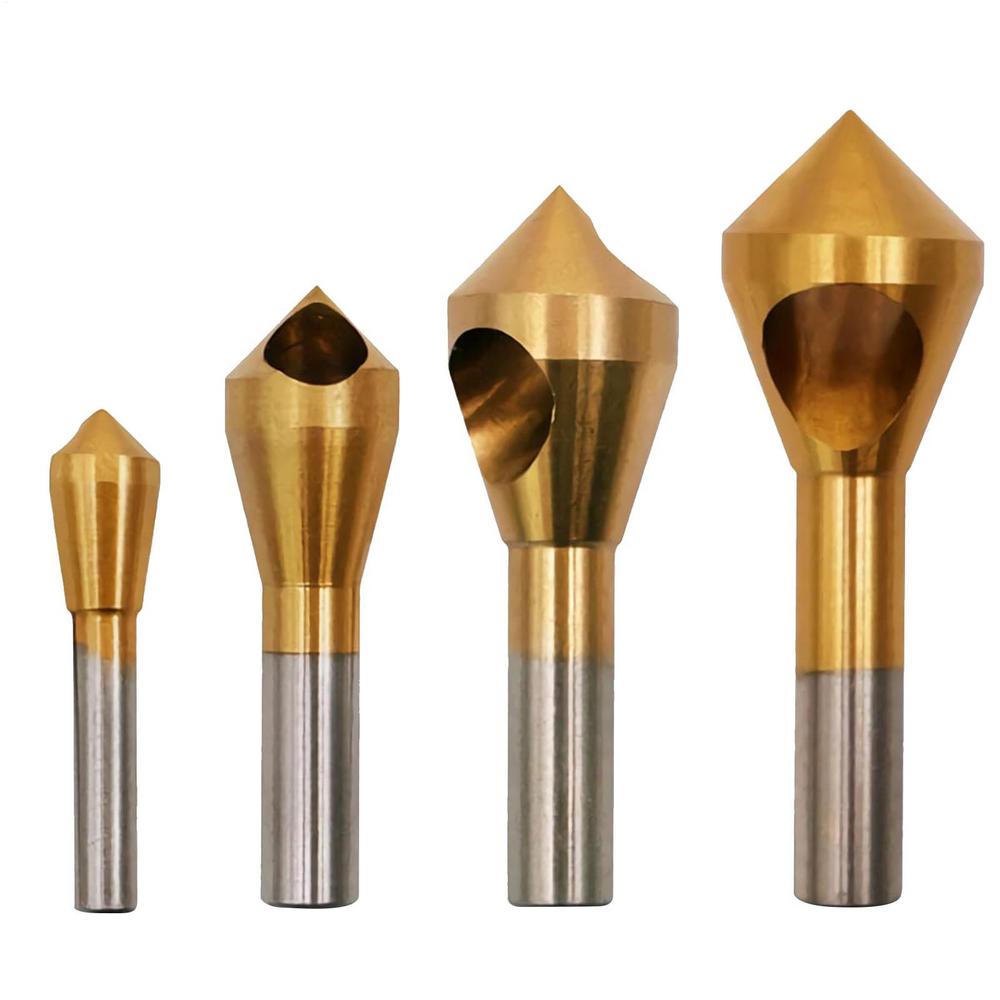 Countersink Chamfer Tool 4X Wood Chamfer Drill Bits 90-Degree High Speed Steel Hole Deburring Tool For Metal Stainless Steel