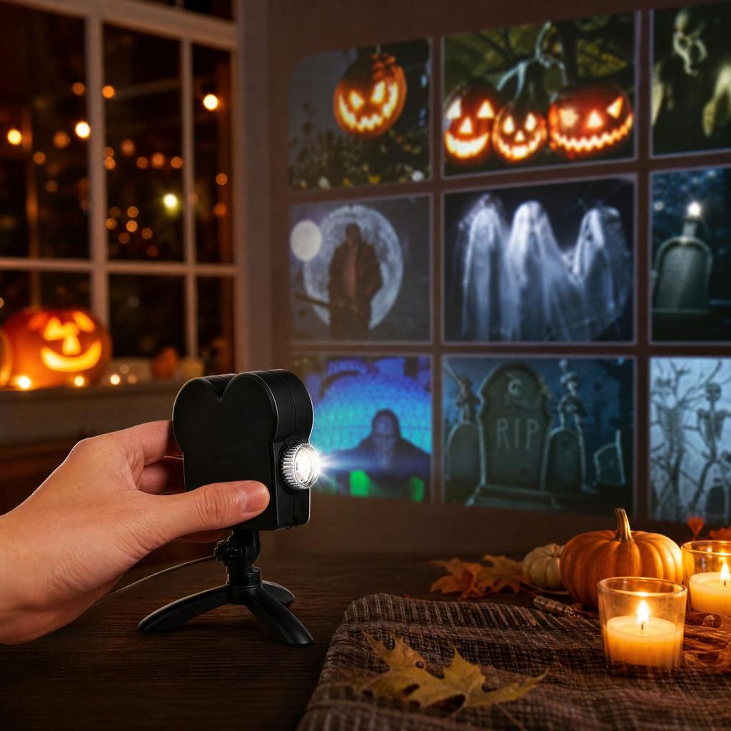 Halloween & Christmas Holiday Projection Lamp, LED Decorative Light for Indoor & Outdoor Festive Scene Layout