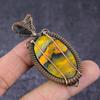 Bumblebee Jasper Gemstone Handmade Copper Wire Wrap Jewelry Pendant 2.56" t9A98