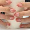 Blush Gradient French Manicure: Reusable Short Pointed False Nails