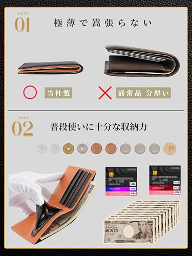 [Fabrizio] Ultra-thin Bi-fold Wallet for Men and Women, Slim, Easy To Use, Italian Leather, Crafted by Top Leather Artisans, Genuine Leather, YKK Zipp