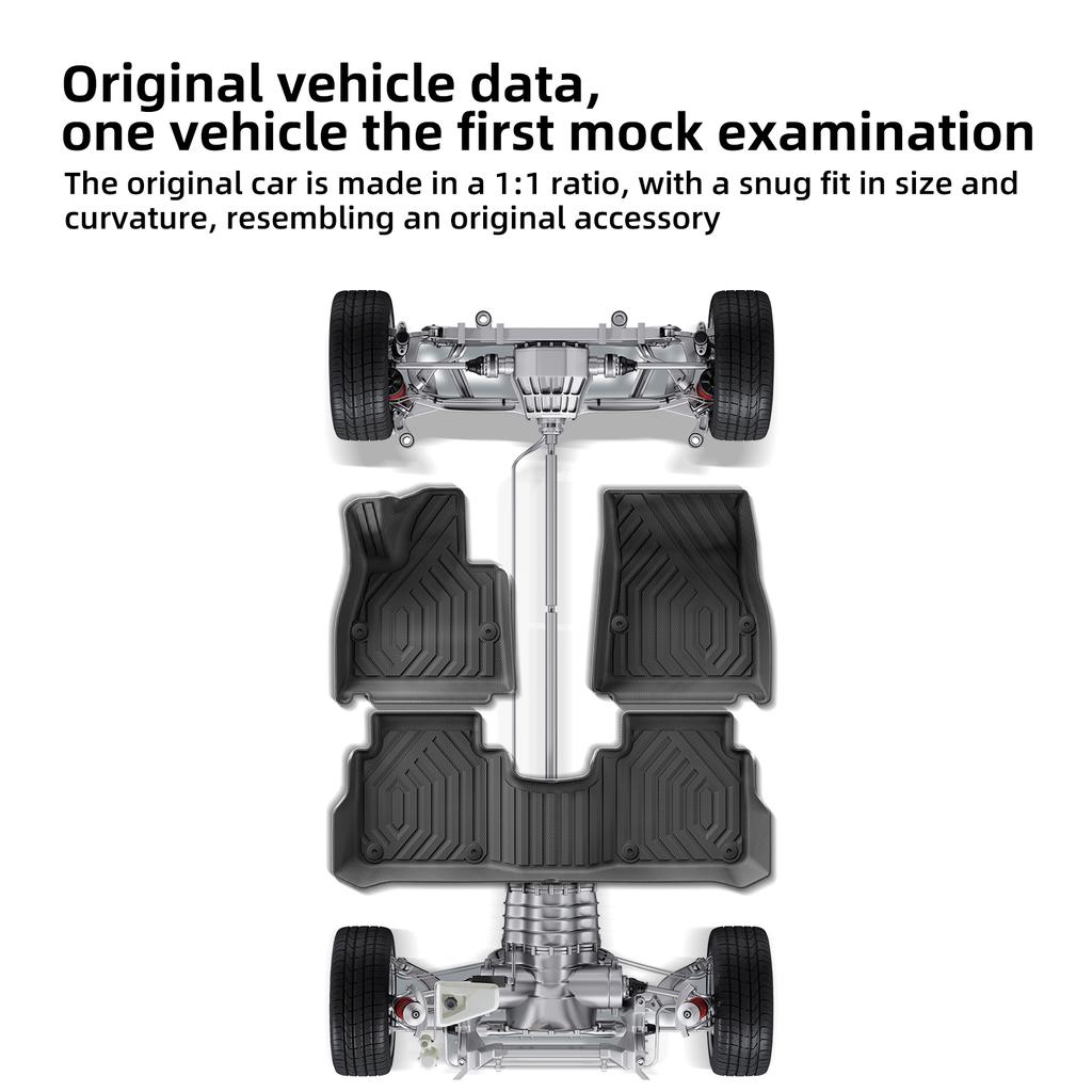 LUCKEASY Left Drive for AITO M5/Seres 5 2022-2024 TPE 3D Car All-Weather Floor Mats Trunk Pad Backrest Liner Accessories Black