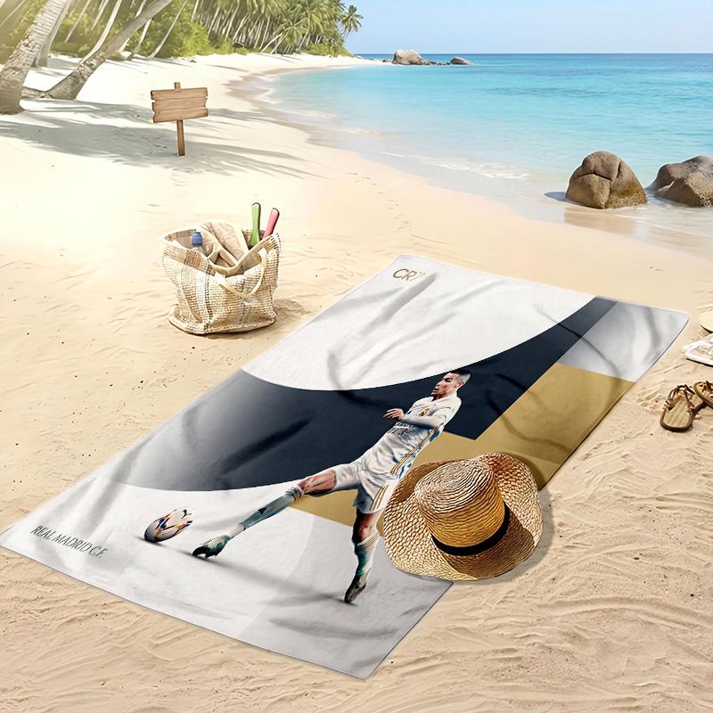 Cristiano Ronaldo Aufdruck Strandtuch Schnelltrocknend Super Saugfähig Weiches Badetuch zum Schwimmen Strand Reisen Fan Souvenir Geschenk