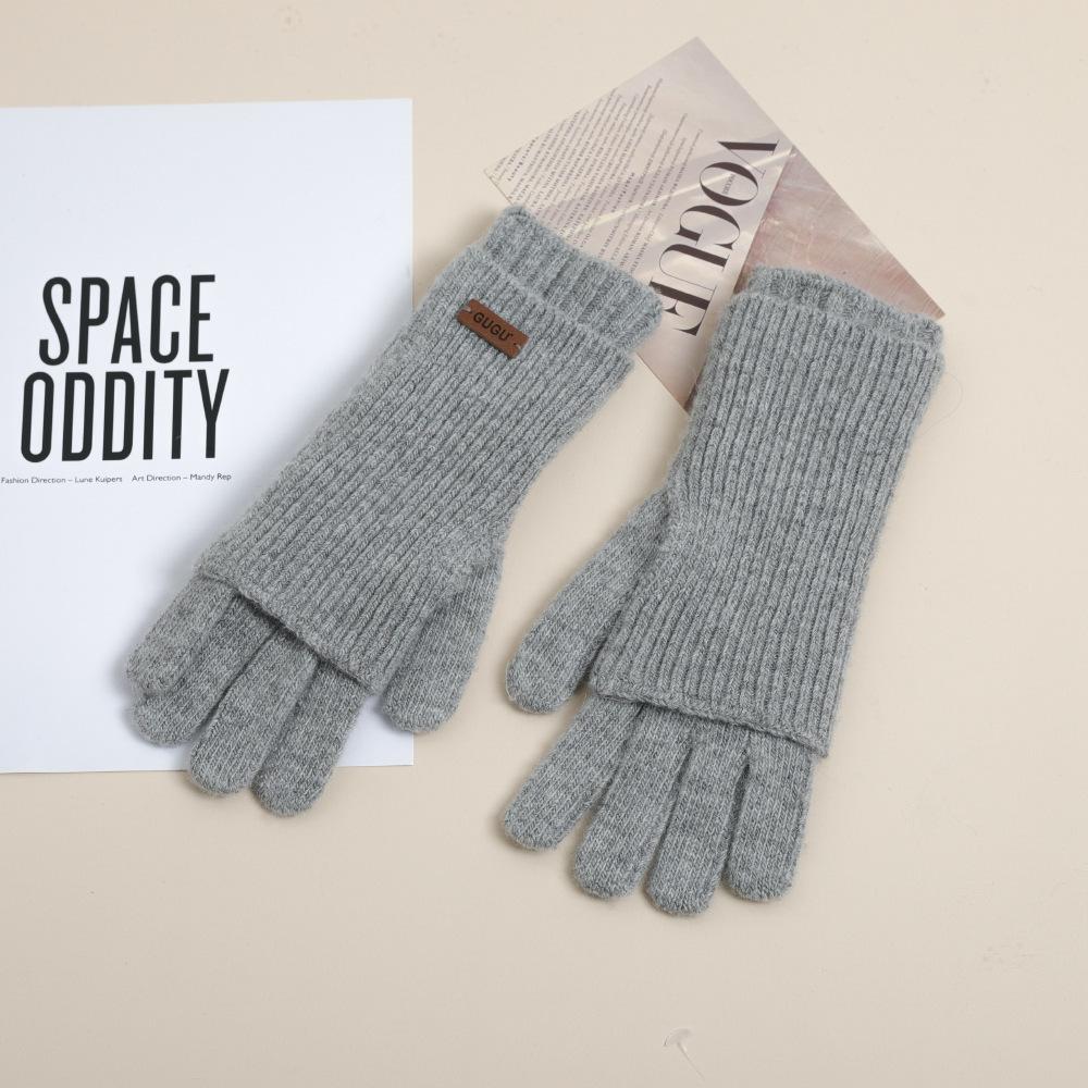 Neuer Herbst- und Winterstil Verlängerter Urlaub Zweiteilige Warme und Kältefeste Handschuhe für Damen Einfacher Lässiger Stil Ärmel