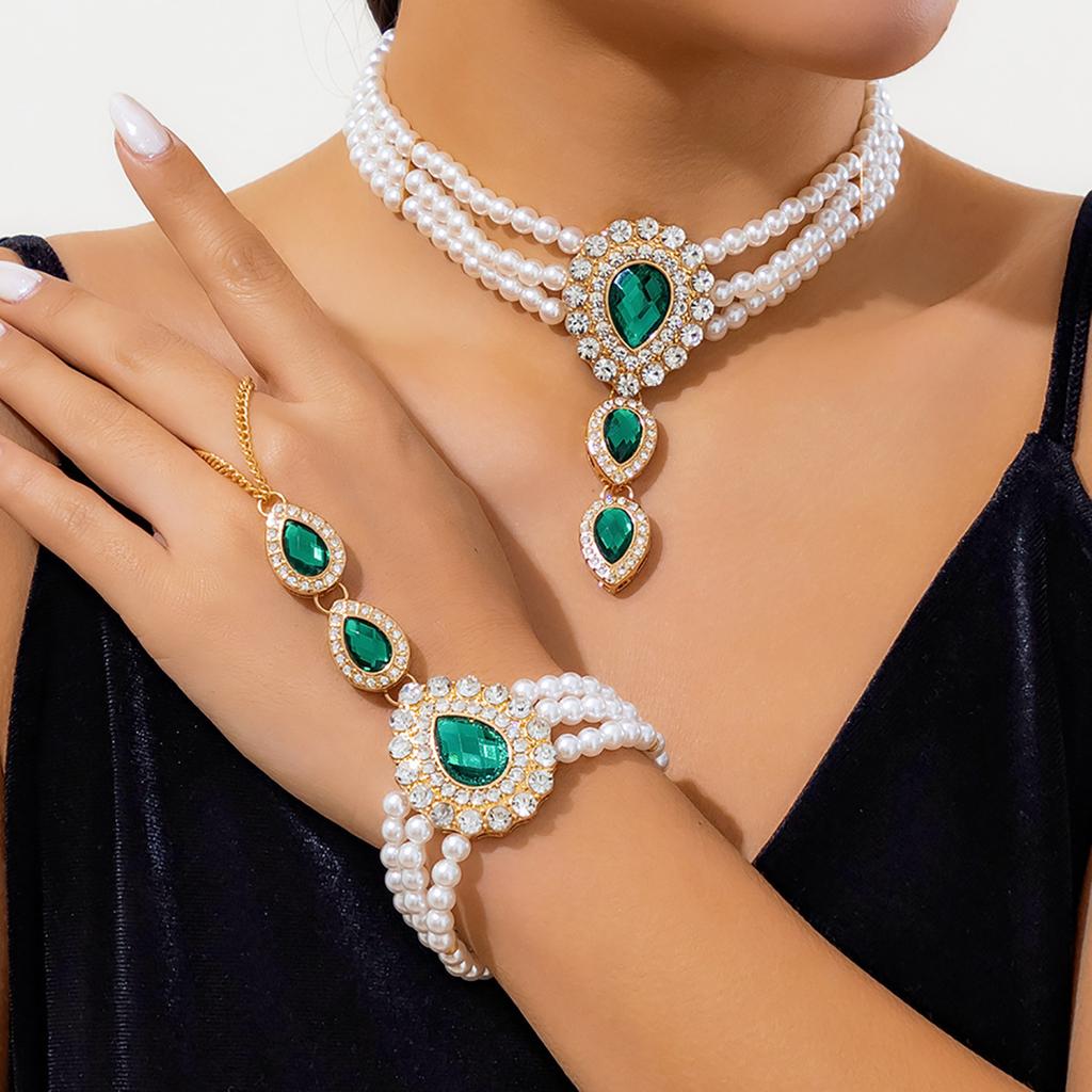 Imitation Pearl Beads Crystal Choker Necklace for Women Collar Wedding Jewelry Accessories