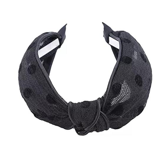 Avance Popular Hair Accessory for Ribbon and Polka Dot Headband, Cute, Adults, Design, Women's (Black)