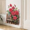 Adesivo de parede para decoração de porta de sala de estar, cerca de simulação de rosas românticas em aquarela