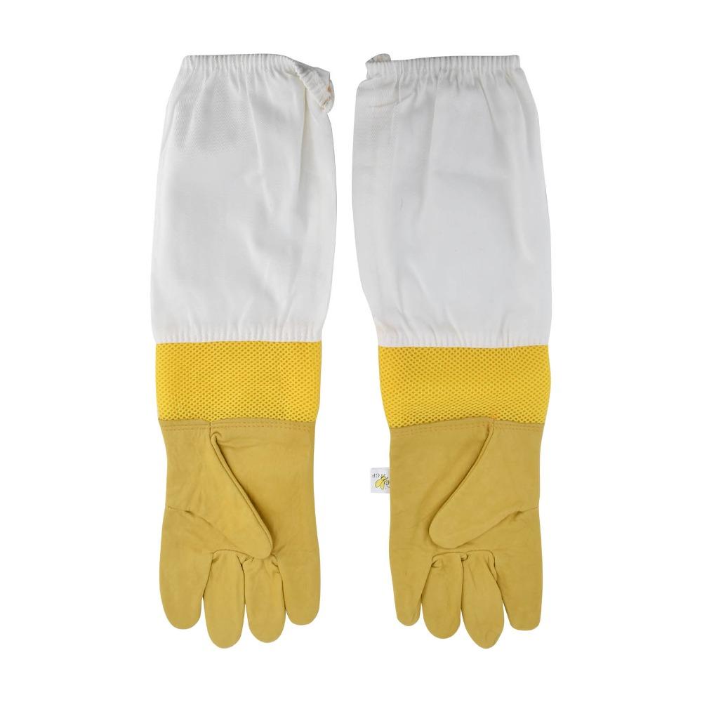 1 pair Extended Sleeves Bee Protective Gloves Faux Sheepskin Beekeepers Gloves  Beekeeper