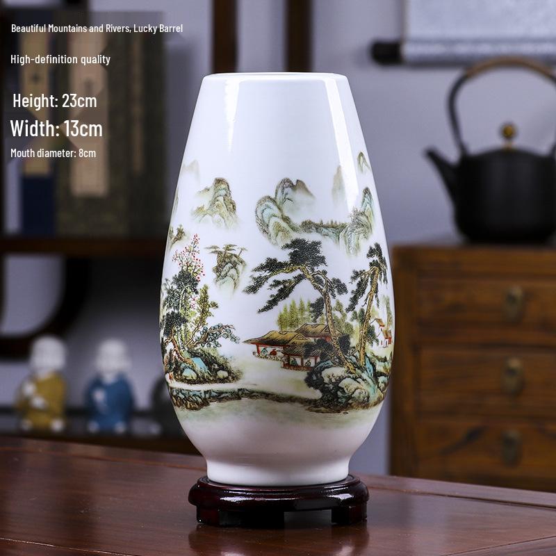 Modern Minimalist Ceramic Vase for Dried Flowers - Porcelain Ornament for Living Room Decor