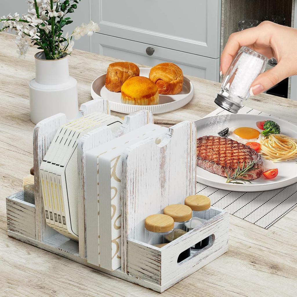 Napkin Holder for Table,Wood Standing Napkin Holder for Kitchen Table,Paper Napkin Storage for Centerpiece,Farmhouse Napkin Holder for Table