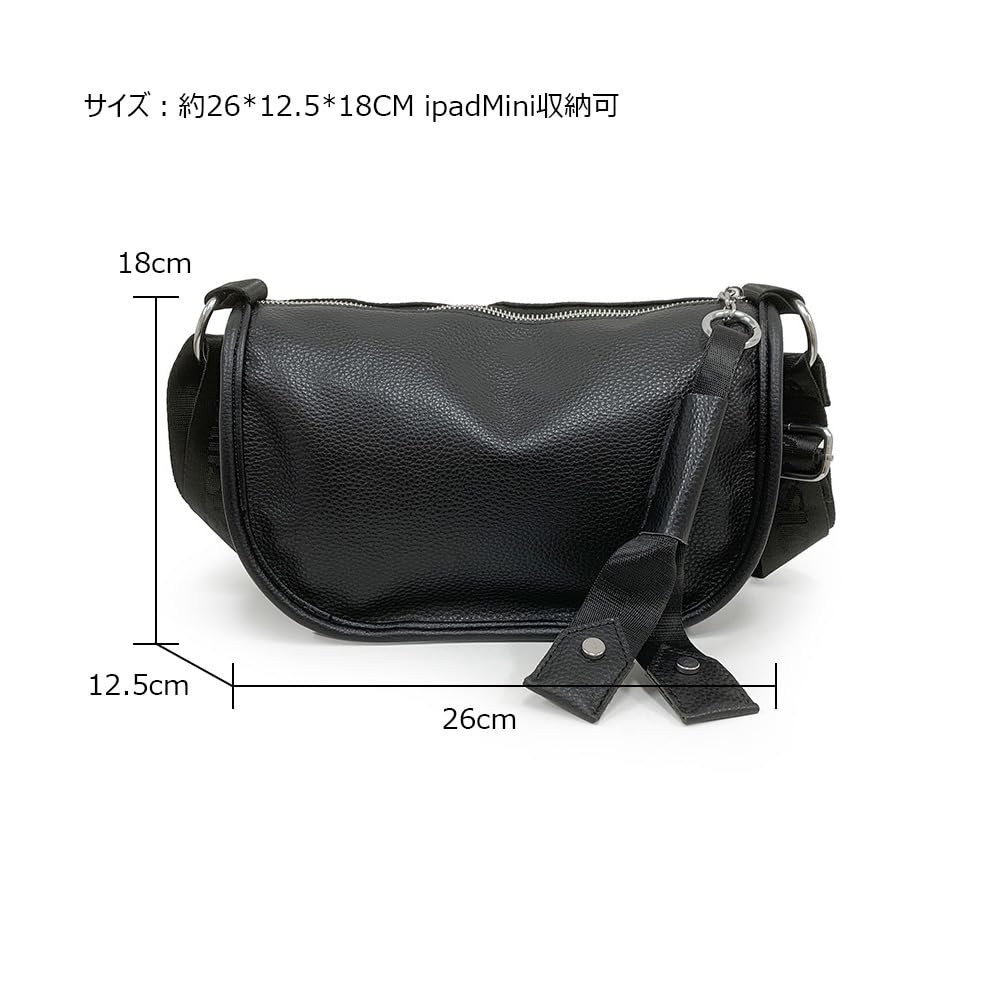 Whatna Natural Cowhide Leather Shoulder Bag for Women, Small Messenger Bag, Business Bag, Fits iPad Mini, Horizontal Design, Genuine Leather,