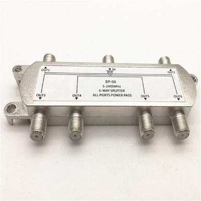 6-Way Coaxial Cable Splitter TV Splitter 5-2400 MHz for RG59 RG6 HDTV Satellite