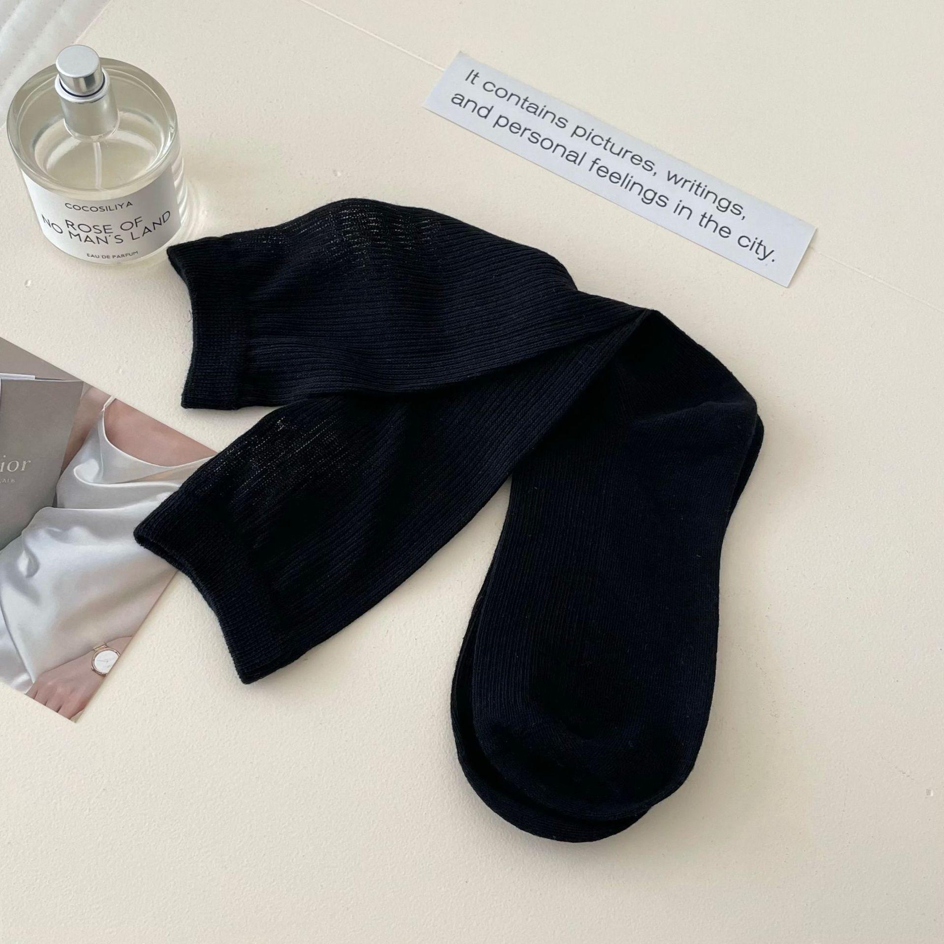 Ballet Style Socks Summer Thin French Tube Socks College Style Dopamine Stockings Striped Stacking Socks Mori чёрный