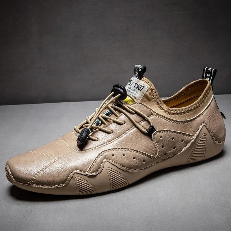 

Leather Casual Sneakers for Men Driving Shoes 2025 New Fashion In Waterproof Men Doug Luxury 44