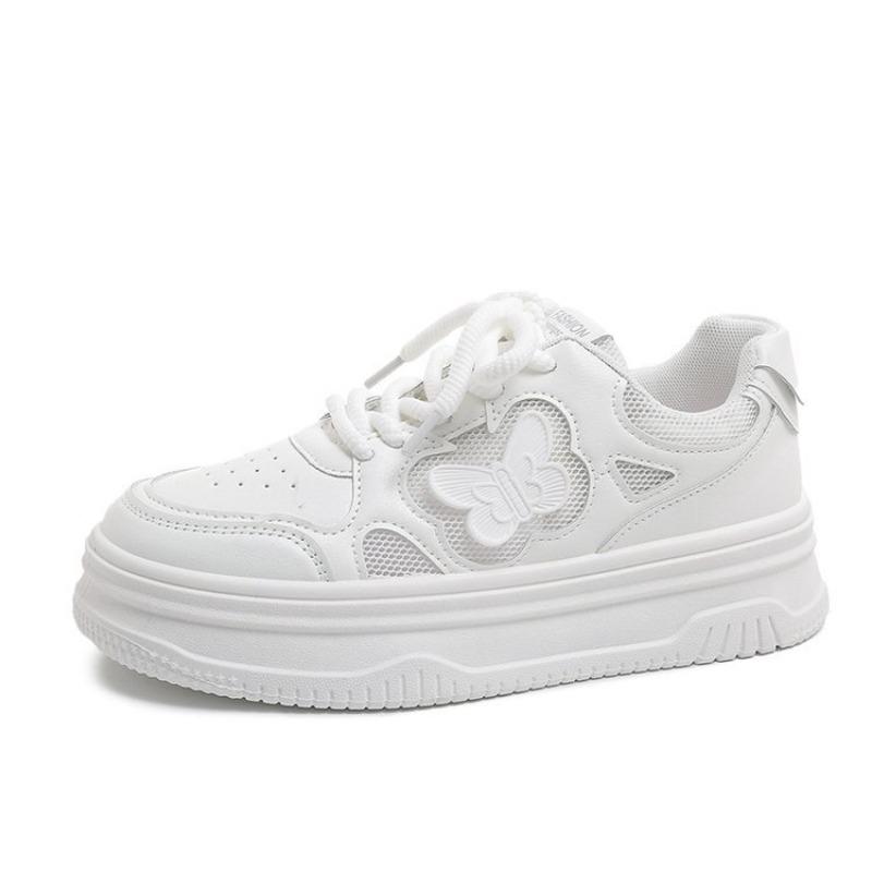 Thick-soled Lace-up Little White Shoes Women's New Solid-color Bow Casual Shoes College-style Versatile Board Shoes