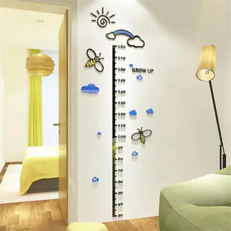Cartoon Children's Height Measure Wall Sticker Cartoon Growth Chart Baby Room Wall Sticker Home Decoration Acrylic Wall Sticker