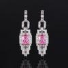 Simulated colored treasure zircon earrings, emerald earrings, square diamond-encrusted red corundum earrings, pink zirconium earrings.