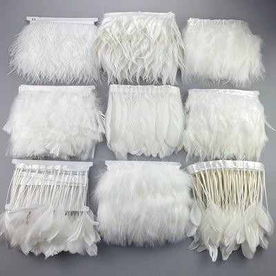 1 Meter weiße schwarze Fasanenfedern für Kleidung, Federbesatz, Handarbeitsband, flauschiges Truthahn-Strauß-Gans-Marabou-Fransennähen
