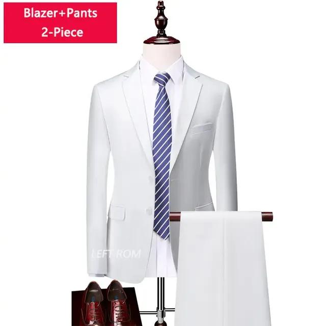 ( Jacket + Vest + Pants ) Boutique Pure Color Mens Business Formal Suit 3Piece Set