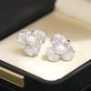 High-end light luxury bridal earrings, wedding earrings, gold-plated diamond-encrusted flower earrings, earrings without ear holes, earrings, earrings