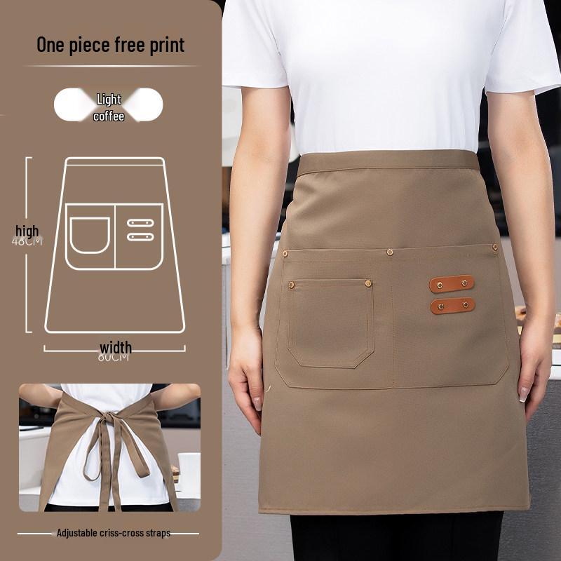 Custom Waterproof Canvas Waist Apron with Logo for Catering, Milk Tea Shops, Baristas