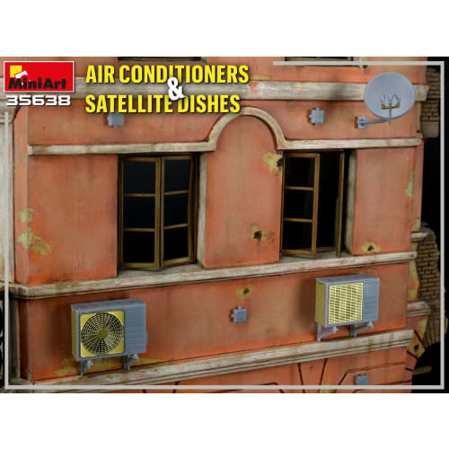Miniart 1/35 Scale Air Conditioner Outdoor Unit and Satellite TV Antenna Plastic Model Kit MA35638