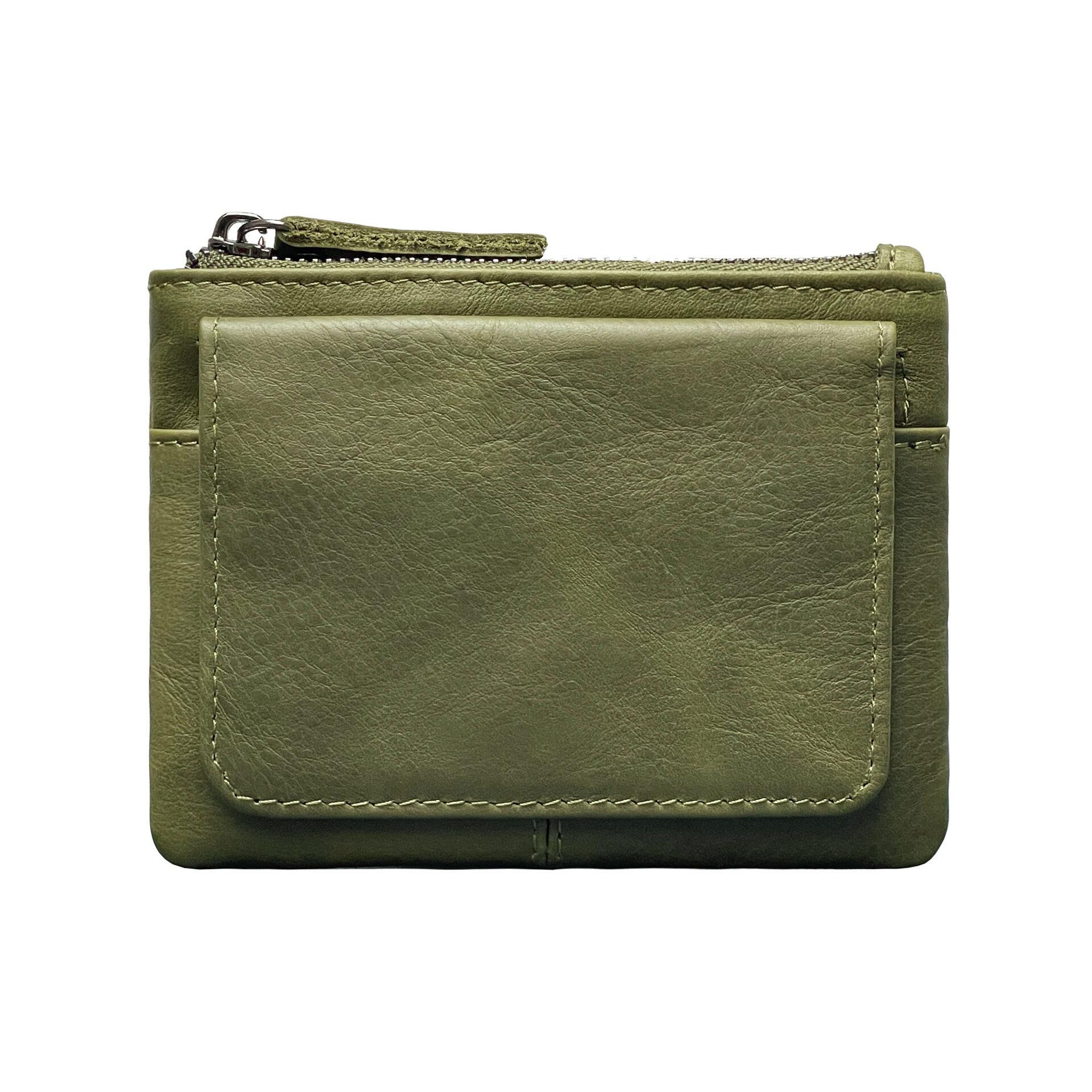 

Ретро креативный мужской и женский кошелек для карточек, маленькая сумка для хранения, японская ручная работа, натуральная кожа, многофункциональные мешочки на молнии зелёный