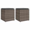 VidaXL Garden Stools Cushions Set of 2 Grey 40x40x43 Cm Poly Rattan, Garden Seat, Outdoor Seating, Cube Stool, 4104041