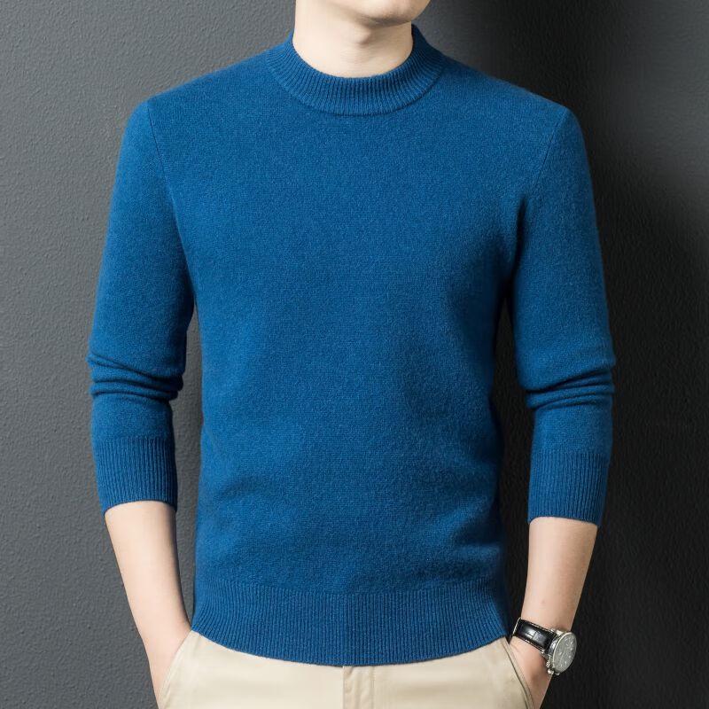 Fengxun Men's 100% Pure Wool Round Neck Pullover Sweater FXT5286