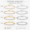 Zirkonia Tennis-Fußkettchen für Damen Edelstahl 18K Gold Plated CZ Fußkette Layering Sommer Anlaufgeschützt Wasserdicht