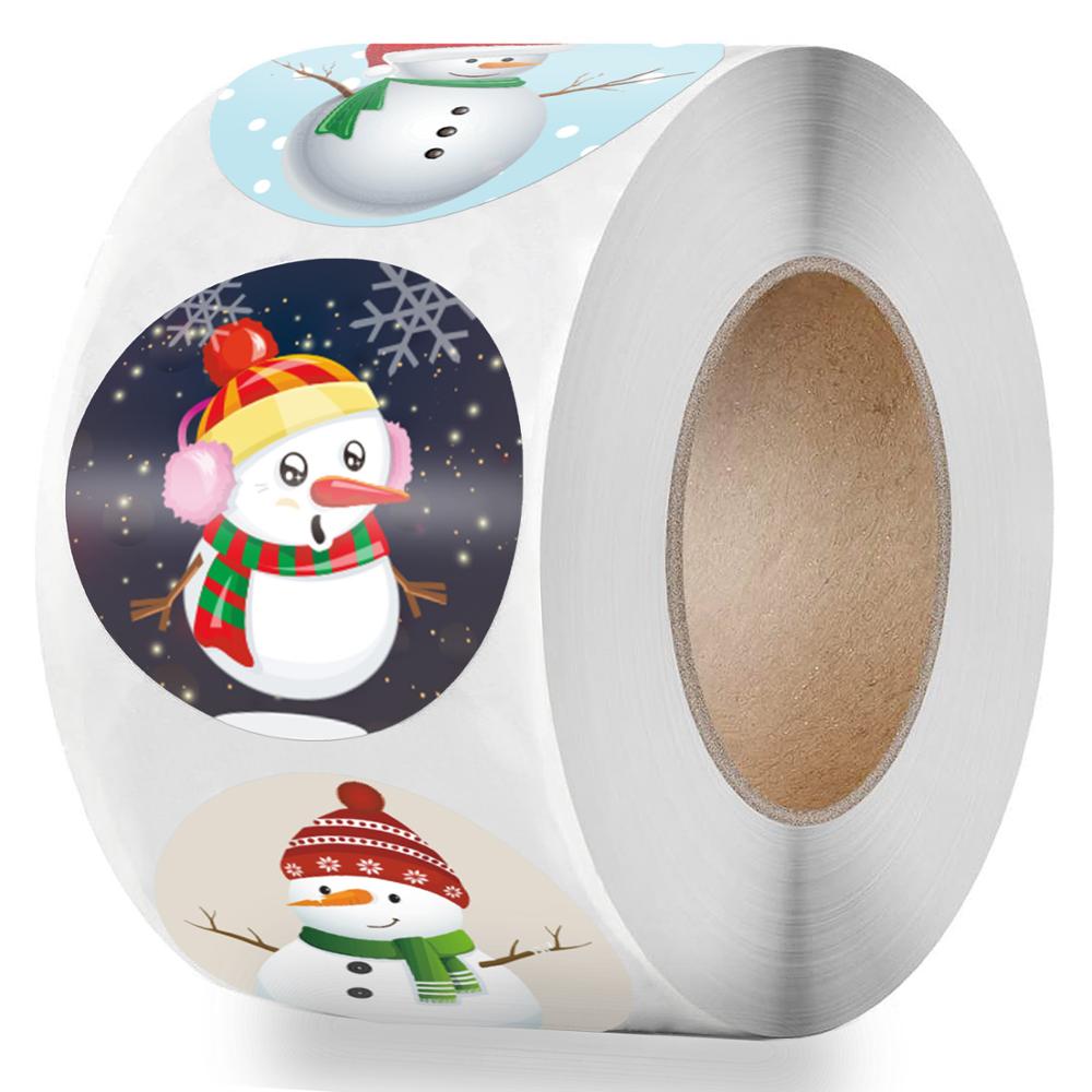 50-500pcs Round Merry Christmas Thank You Stickers 8 Designs Seal Labels for Envelope Cards Gift Package Scrapbooking Decor