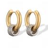 Fashion Two Tone Irregular Line Earrings 18K Gold Color Plated Stainless Steel Wrapped Hollow Earrings Women's Jewelry Gifts