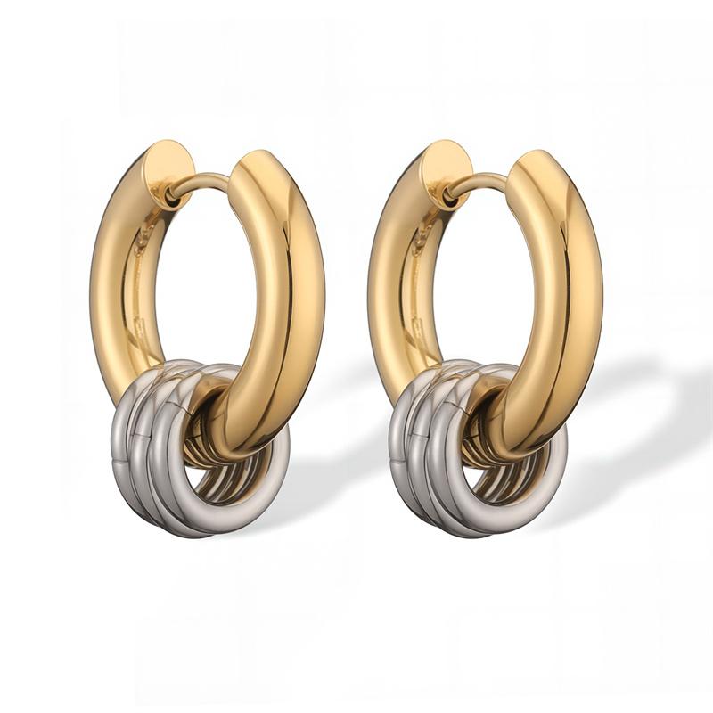 

Fashion Two Tone Irregular Line Earrings 18K Gold Color Plated Stainless Steel Wrapped Hollow Earrings Women s Jewelry Gifts