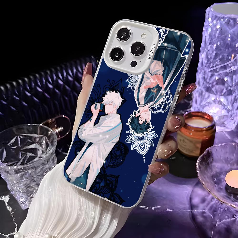 Anime L-Link Clicks Phone Case For iPhone 16 15 14 13 12 11 Pro Max White Purple Matte Laser Metallic Aurora Funda