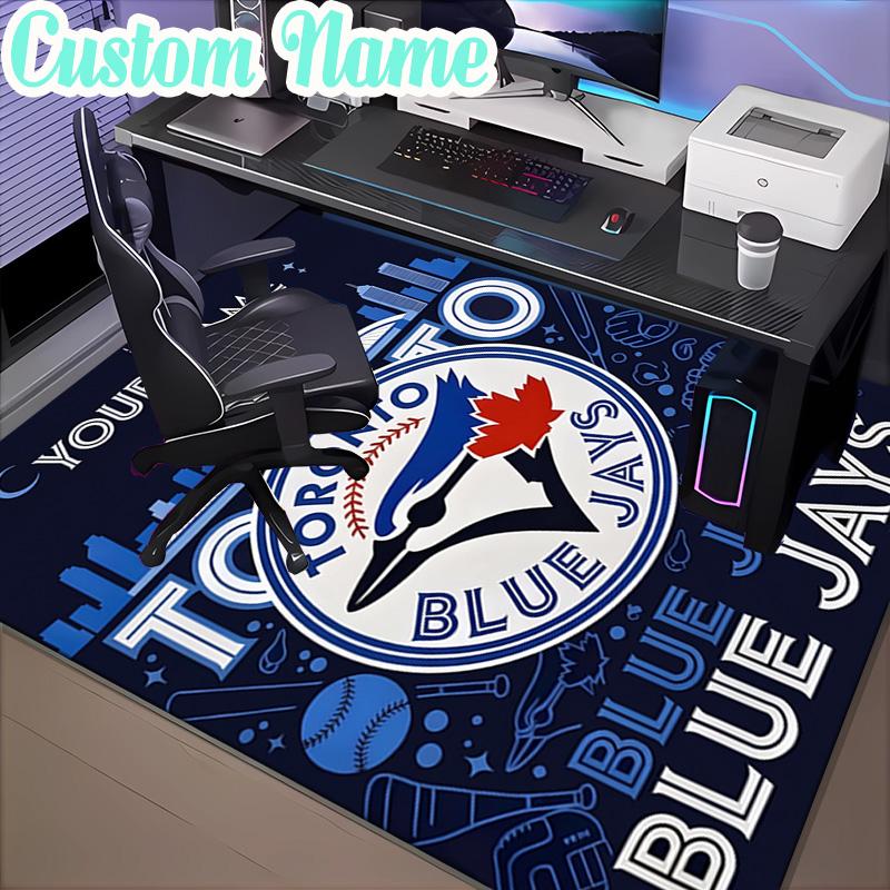 Custom Name Blue Jays Baseball Season Rug, Office Rug, Chair Rug, Carpet for Living Rooms, Doormat Game Rug Home Decor Christmas Gifts