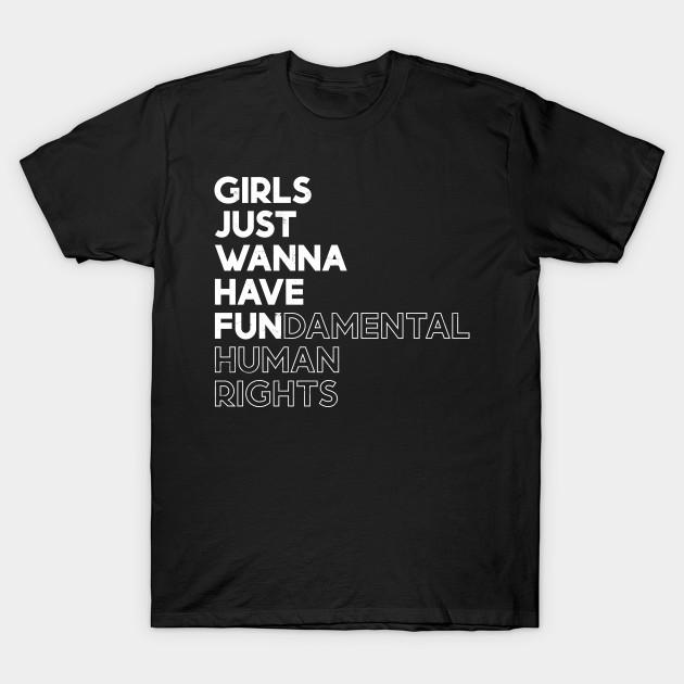 

Men Black Print T-shirt Girls Just Wanna Have Fun (Fundamental) Human Rights - White No-Cut Transfer Paper Print Cotton Tshirt 2XL чорний