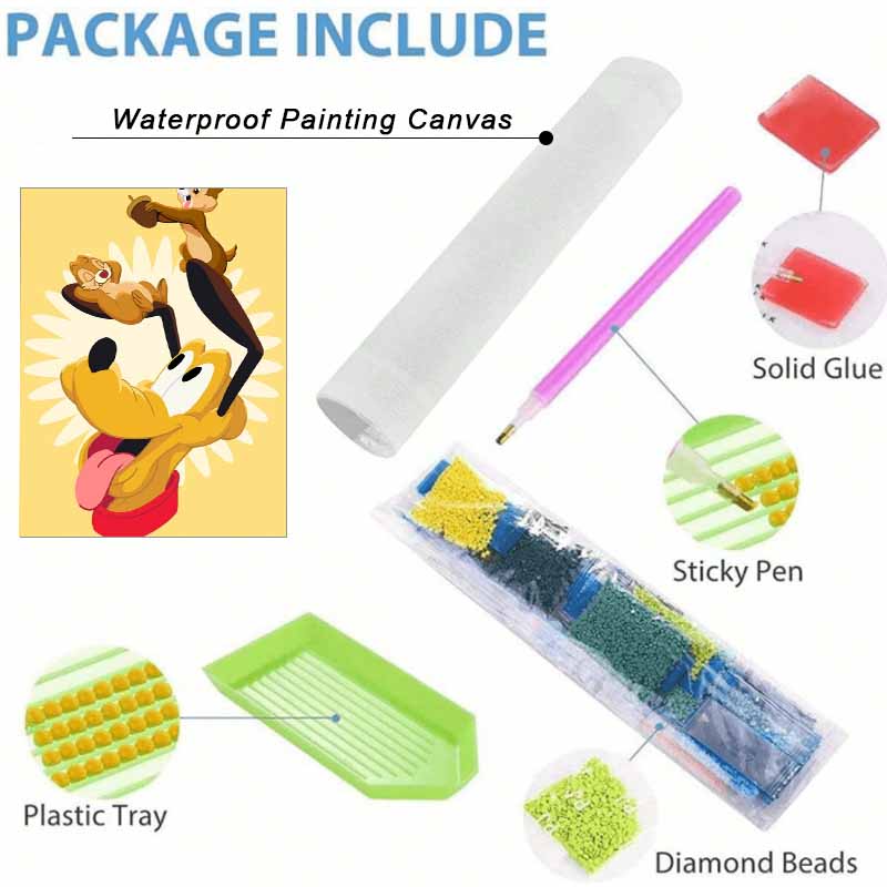 Disney Diamond Art Painting Kit – Chip N Dale Sparkling Craft, Home Wall Decor, Handmade Gift
