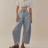 Women's High-Waist Wide-Leg Jeans - Summer 2024, Loose Fit with Raw Hem Style K334