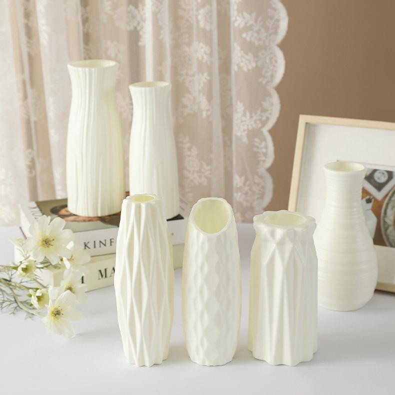 Nordic Shatterproof Plastic Flower Vase, Modern Minimalist Desktop Hydroponic Plant Container & Home Decor