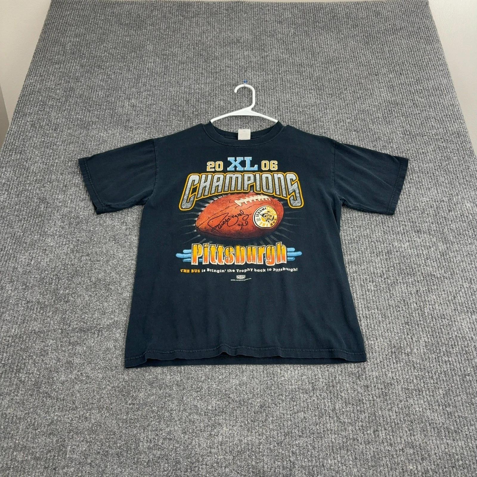 Vintage Pittsburgh Steelers Anvil T Shirt Mens M Black 100% Cotton Super Bowl XL 2XL