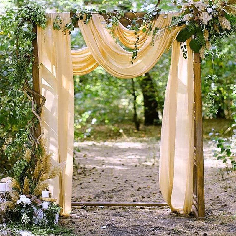 3Pack Set Wedding Arch Drape Fabric Sheer Chiffon Tulle Curtain Draping Backdrop Party Supplies Home Drapery Ceremony Decoration