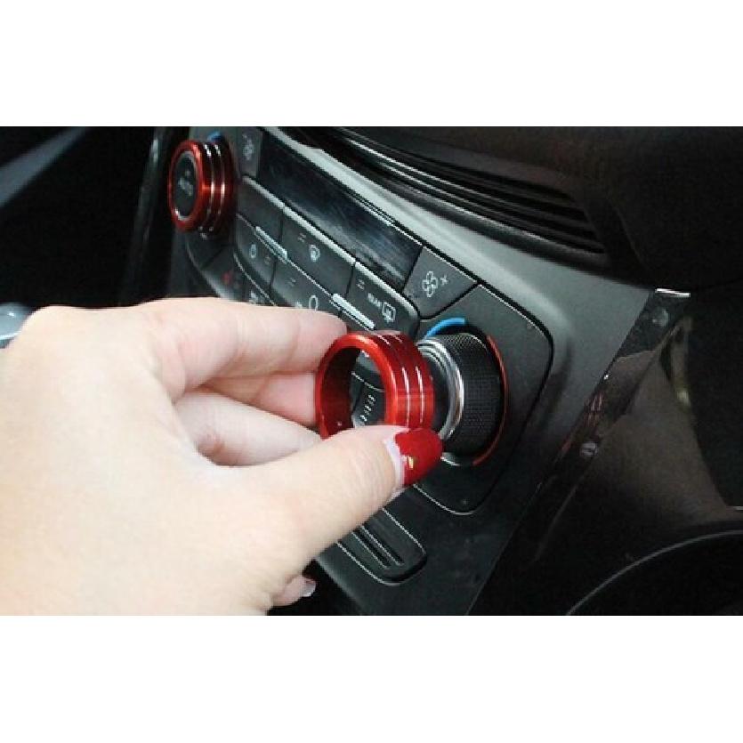 For Ford Escape Kuga 2017- Red Central Console AC Knob Cover Trim Aluminum