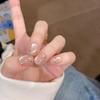 Rainbow Candy Polka Dots Cute Cat's Eye Handmade Nail Gentle White Short Nail Patch Fake Nails