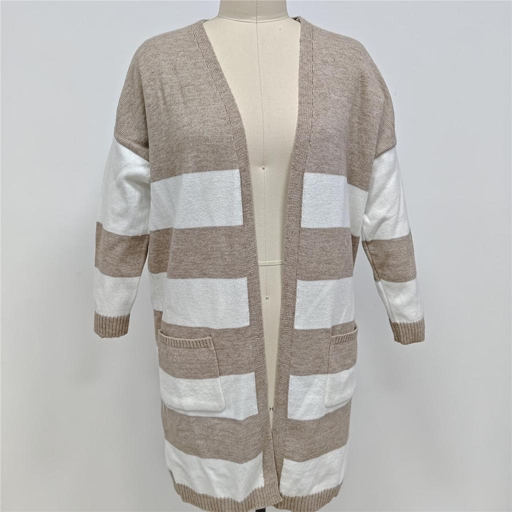 Women's Loose Color Block Knit Cardigan Sweater (2025)