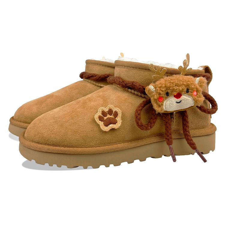 UGG Sheepskin Thermal Short Snow Boots Women's Chestnut 1116109-CHE(Team478-)