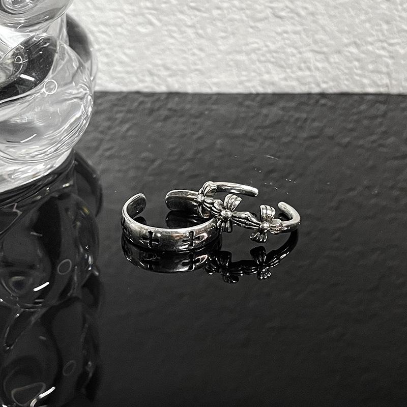 Dark Retro Cross Open Ring Female Style Niche Design Ring Simple Fashion Personalized Index Finger Ring