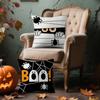 Black And White Spider Black Cat White Ghost Pumpkin Lantern Halloween Decoration Printed Cushion Cover Festive Home Decoration