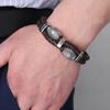 Men's Retro Punk Magnetic Buckle Leather Bracelet - Handmade, Woven with Metal Style